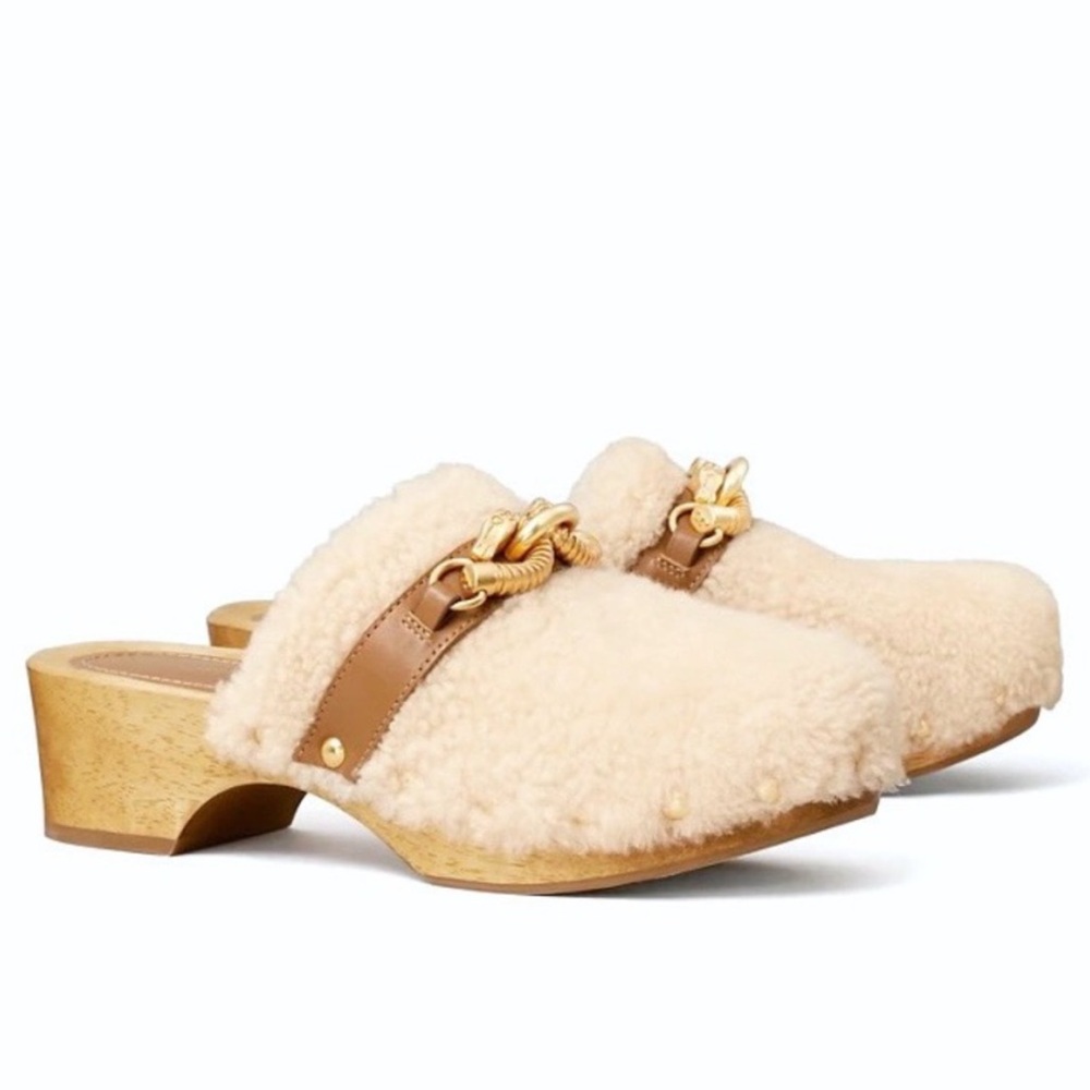 NWT Tory Burch Shearling Jessa Clog